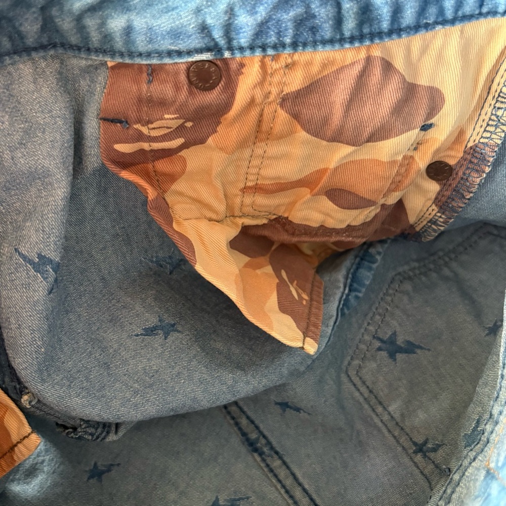 BAPE Women sz S BAPESTA Print Low Rise Denim Shorts A Bathing Ape Japan - Picture 10 of 11